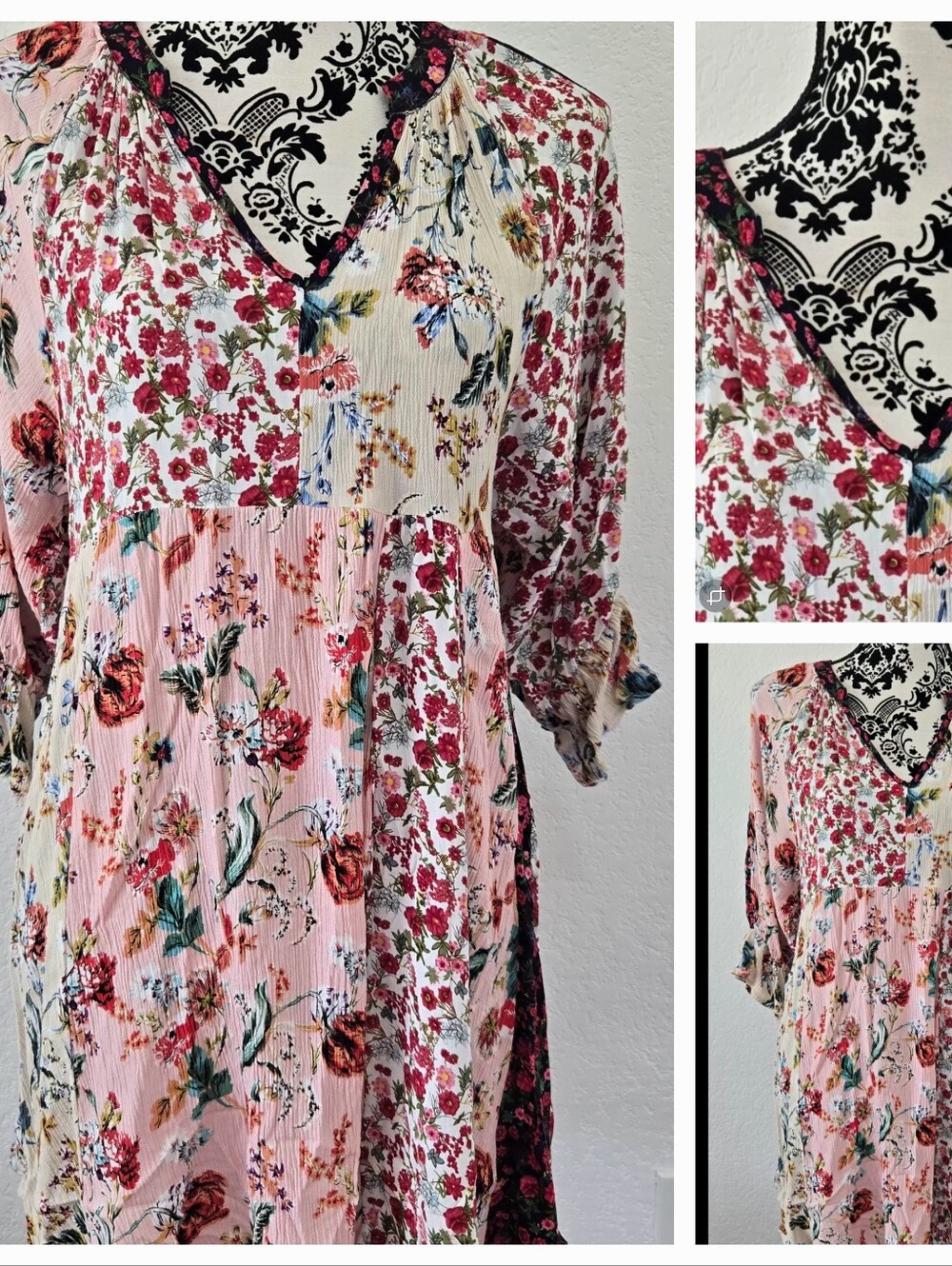 Floral Patchwork Dress - Pink